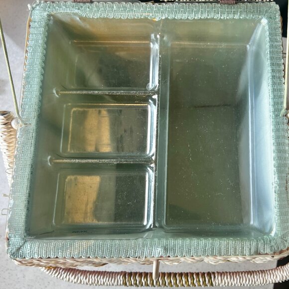 Singer Sewing Basket With Clear Plastic Insert Vintage 1970s Wicker Orange Pink - Picture 5 of 16